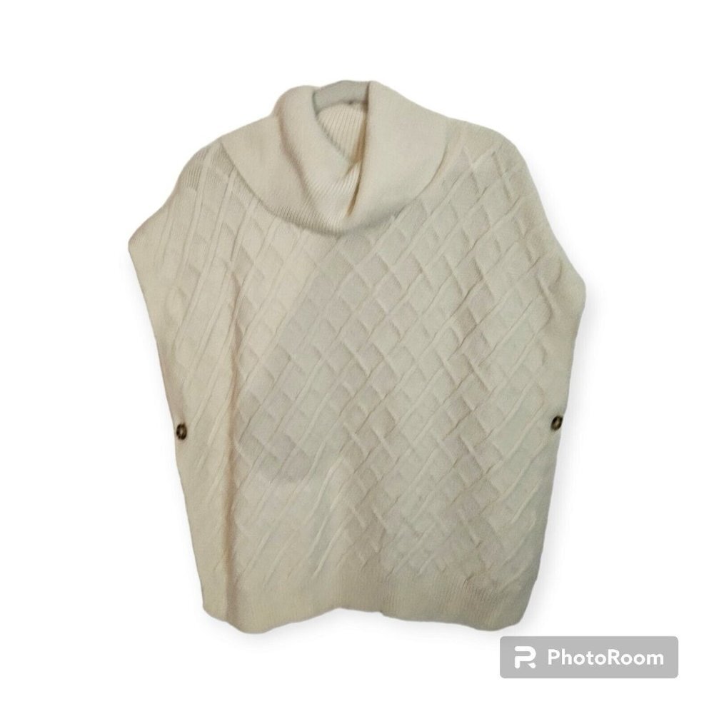 Tantrums Cream Knit Openside Turtle Neck Pullover Sweater One Size